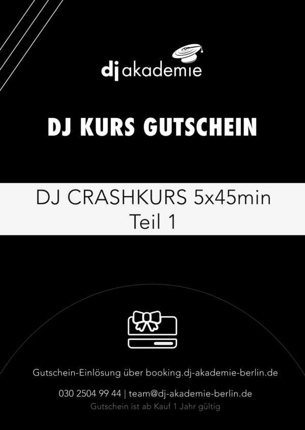 DJ Crashkurs Gutschein 5x45 min (Teil 1)