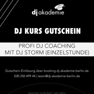 Profi DJ Coaching mit DJ Storm 2x45min 180€ als Geschenkgutschein